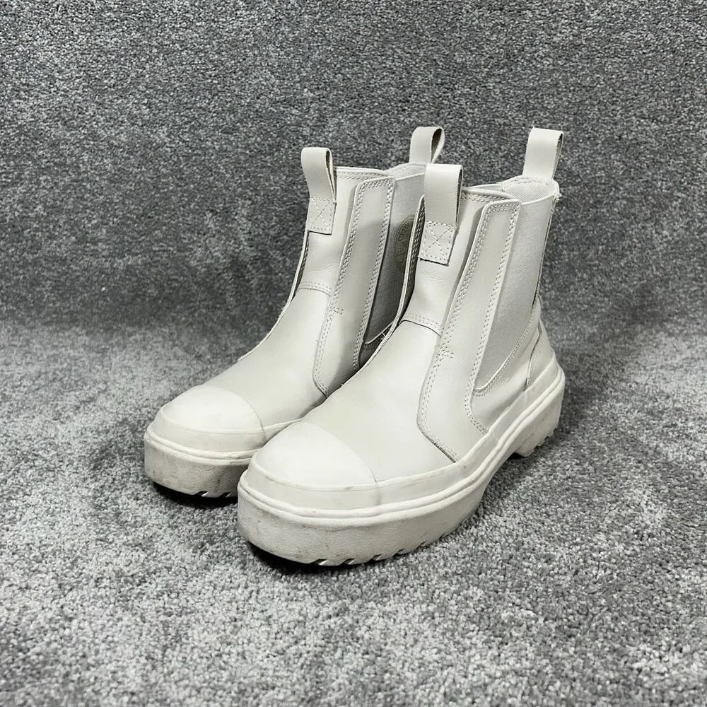 Converse A08395C All Star Kids Size 5 Beige Chelsea Lugged High Top Boots Used